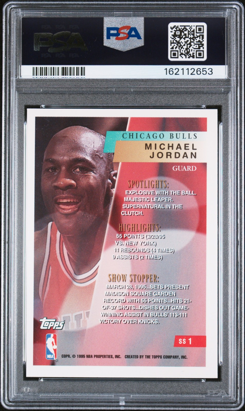 1995 TOPPS SHOW STOPPERS #SS1 MICHAEL JORDAN PSA 8 view 2
