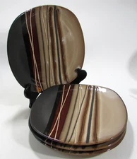 Set Of 4 Better Homes & Gardens Trends 8 3/4" Salad Plates Bazaar Brown Burgundy