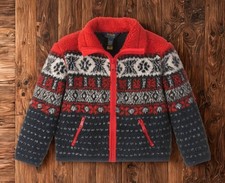 Polo Ralph Lauren Fair Isle Teddy Fleece Jacket Navy Kids Size 3 NWT
