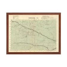 Old Map of Cheyenne County, NE 1885 - Vintage Nebraska Art