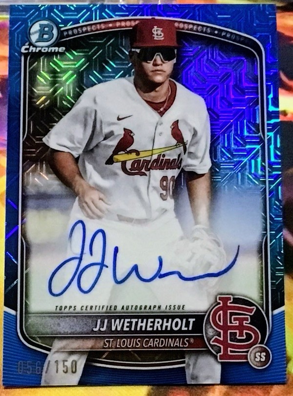 2025 Bowman Chrome JJ Wetherholt Blue Mojo Auto /150 (Grade it!)