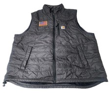 Carhartt Gilliam Vest Men's 2XL Grey Insulated Puffer American Flag Relaxed Fit