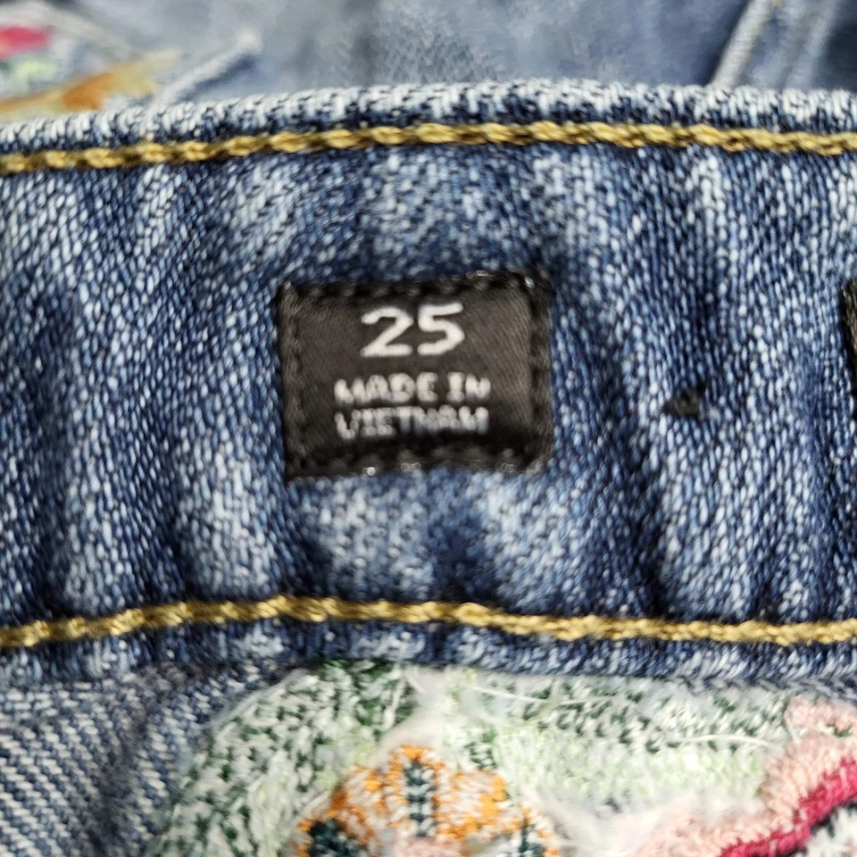 Pantalones Cortos Mujer Miss Me 25 Azul Denim Floral Bordado M2126H Foto 4 de 4