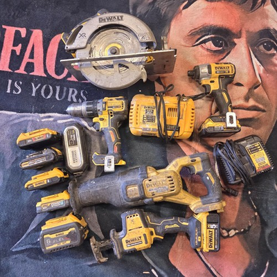 #ad #ad DeWalt 20V 5 Tool Combo Kit DRILL CIRC. SAW COMPACT RECIP 7 Batteries As Is $348.98