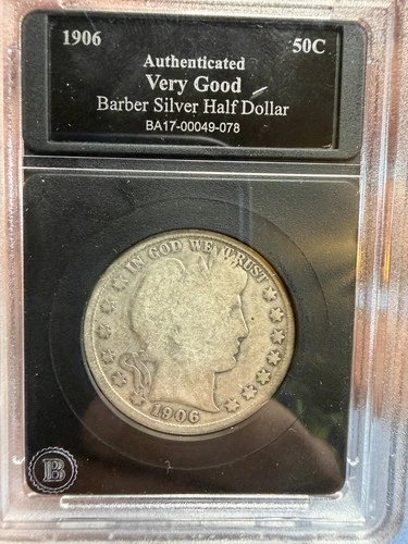 1906 "O" Barber Silver Half Dollar*High Grade*Same Date As Found On Titanic VG