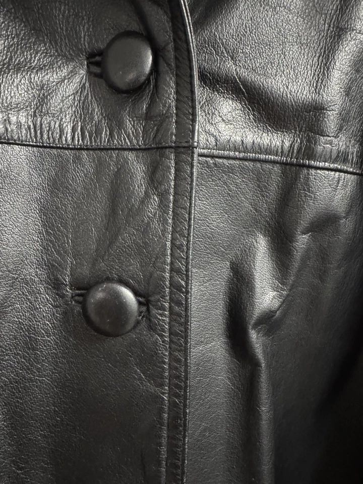 Silhouettes Black Leather Overcoat 4XL Women's - Image 2 of 4