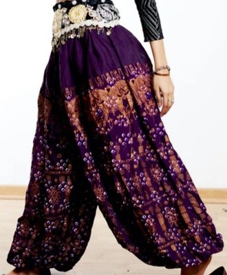 DEEP PURPLE PLUM BATIK PRINT ATS REN FAIRE GYPSY PANTALOONS 
