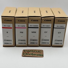 Canon PFI-1100 Genuine Ink Tank Set 5pcs PM MBK GY x2 R New OEM