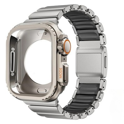 Titanium Rubber Metal Band Case For Apple Watch Ultra 3 49mm 11 10 9 8 7 6 5 SE