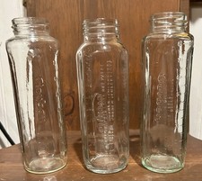 3 Vtg Glass Baby Bottle Lot of 1 Evenflo 2 Gerber - No Chips or Cracks NO LIDS