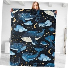 Cute Throw Blanket - Plush, Soft, Cozy Lightweight Flannel 50in 60in Whale
