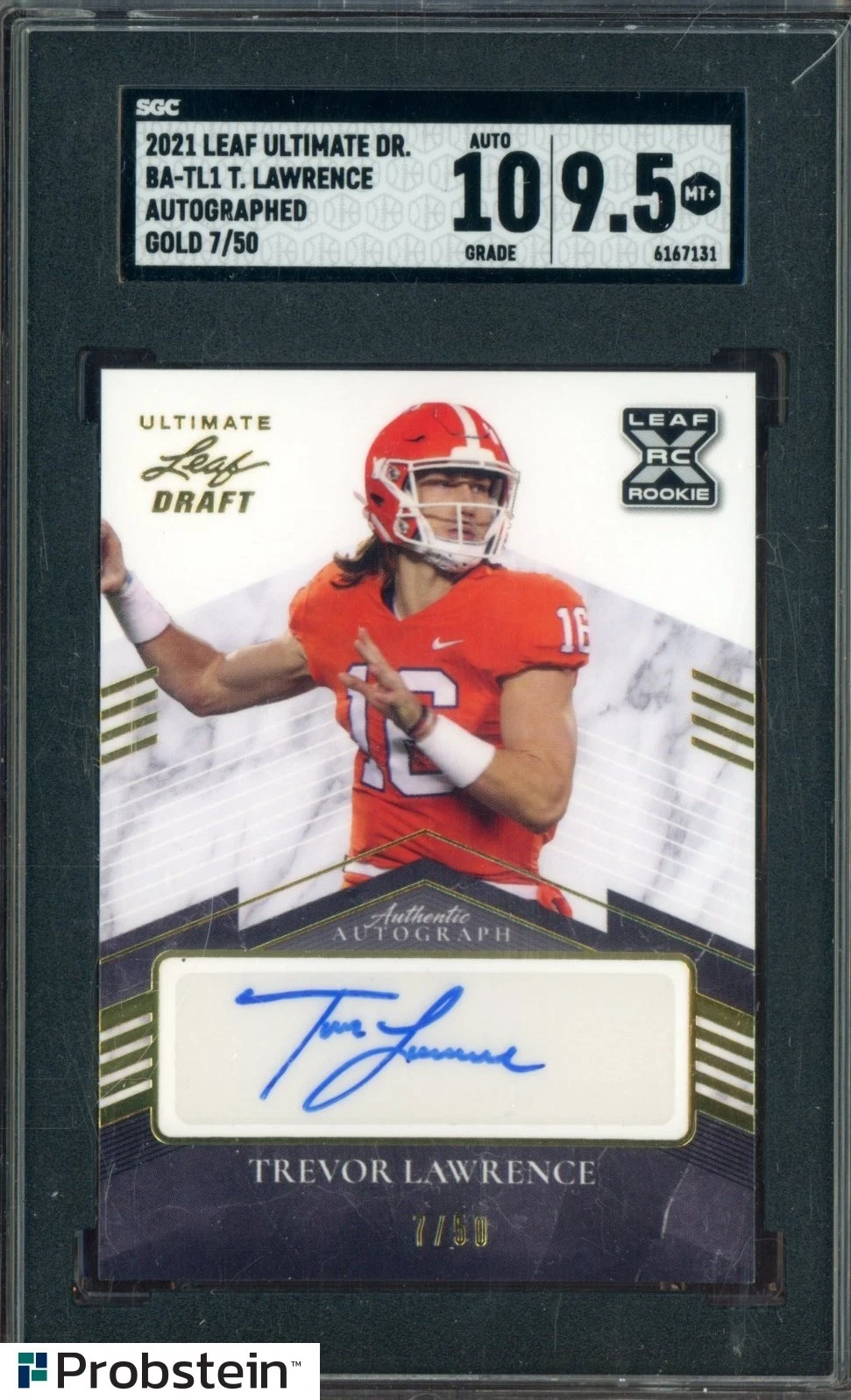Trevor Lawrence Leaf Ultimate Draft #TL1 Autographs-Gold Spectrum