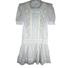 Gunne Sax Jessica McClintock Girls Embroidered Eyelet Dress 10 White Lace Trim