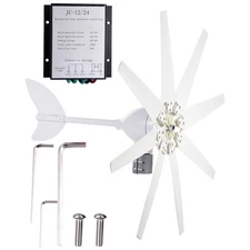 1200W Wind Turbine Generator 24V 8-Blade Wind Turbine Kit & MPPT Controller  