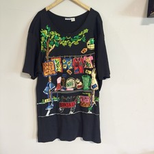 Vintage 80s Bonjour Sequin YARD SALE oversized Tunic Top Dress 3x Beaded Art