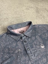 Straight Down Gray Pink Sea Animals Golf Performance Polo Men  s L stains 