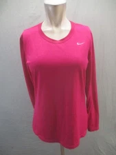 Nike Size M Womens Pink Crew Neck Long Sleeve Activewear Athletic Pull Over 116