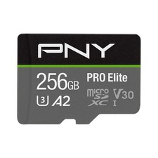 PNY 256GB PRO Elite C10 U3 V30 A2 microSDXC Flash Memory Card, 4K UHD