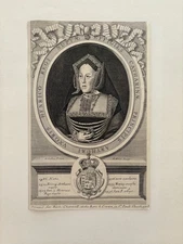 Antique Engraving of Queen Catherine of Aragon – Henry VIII’s First Wife 