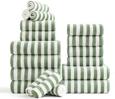 18-Piece Microfiber Bath Towels Set - 6 Bath Sheet, 6 Hand Towels, 6 Washcloths,