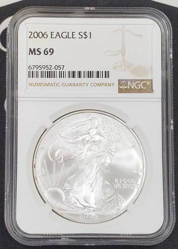 2006 American Silver Eagle - 1 oz .999 Fine Silver - NGC Graded MS 69
