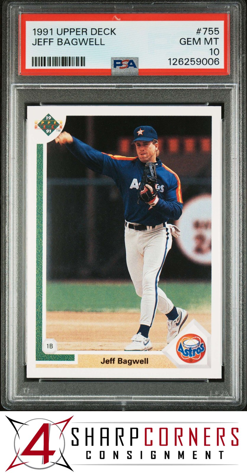 1991 UPPER DECK #755 JEFF BAGWELL RC ASTROS HOF PSA 10