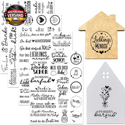 Rub-on Sticker Set 4 Stück für Glas und Dekorationen langlebig wasserfest