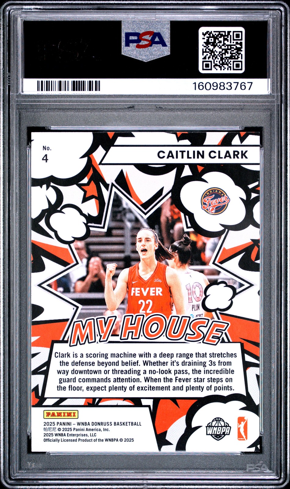 2025 PANINI DONRUSS WNBA MY HOUSE #4 CAITLIN CLARK PSA 9 view 2