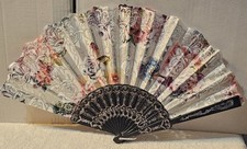 SMALL ORIENTAL FOLDING HAND FAN WITH A ROSES FLORAL FLOWER DESIGN K