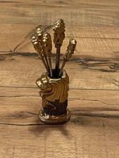 Singapore Vintage Retro Cocktail Forks Appetizer Picks (6) Lion Fish Tail Decor