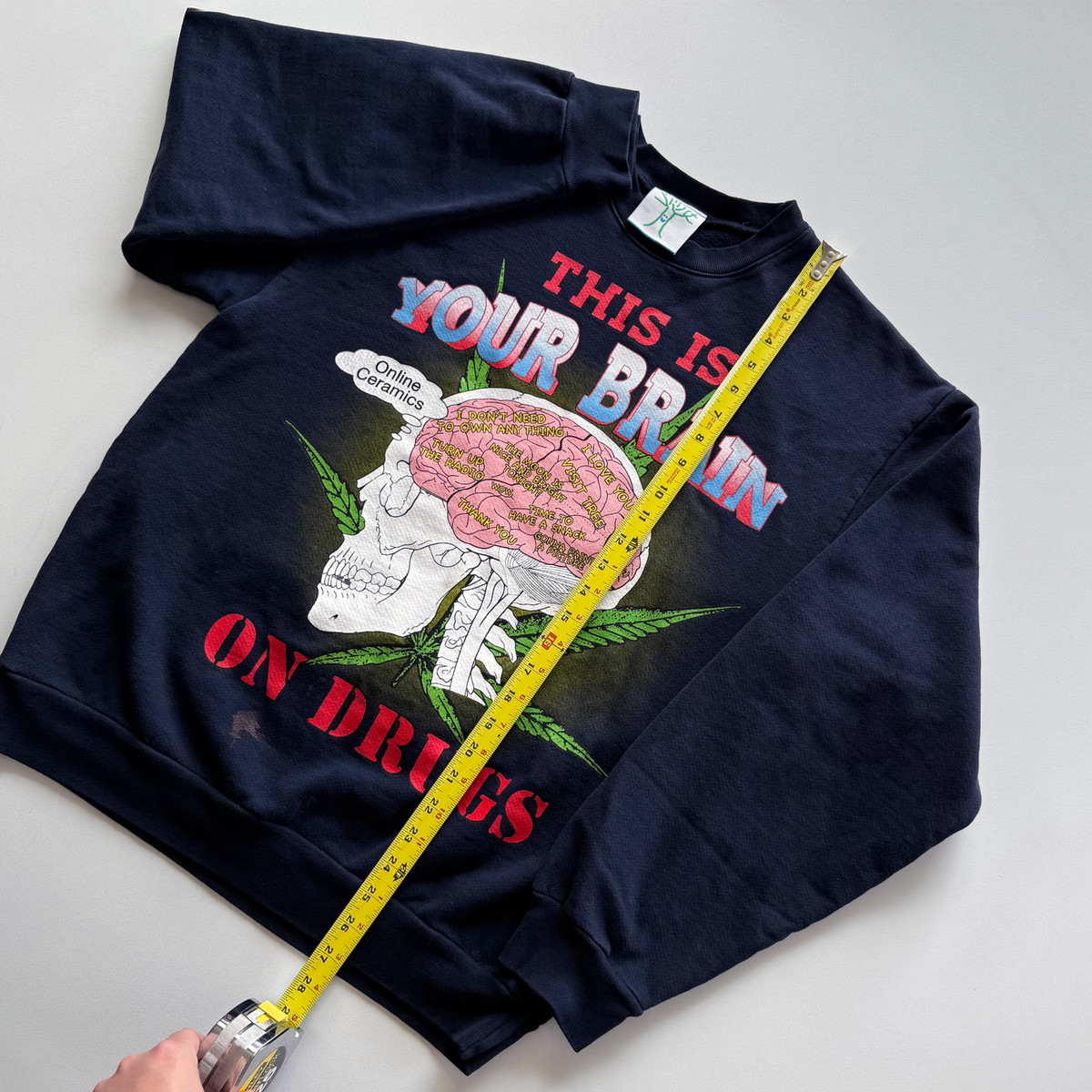 Online Ceramics 2022 This Is Your Brain On Drugs Higher Than Heaven Crewneck Med View 4