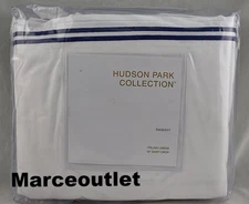 Hudson Park Italian Linens Cotton Percale KING Bedskirt White / Marine