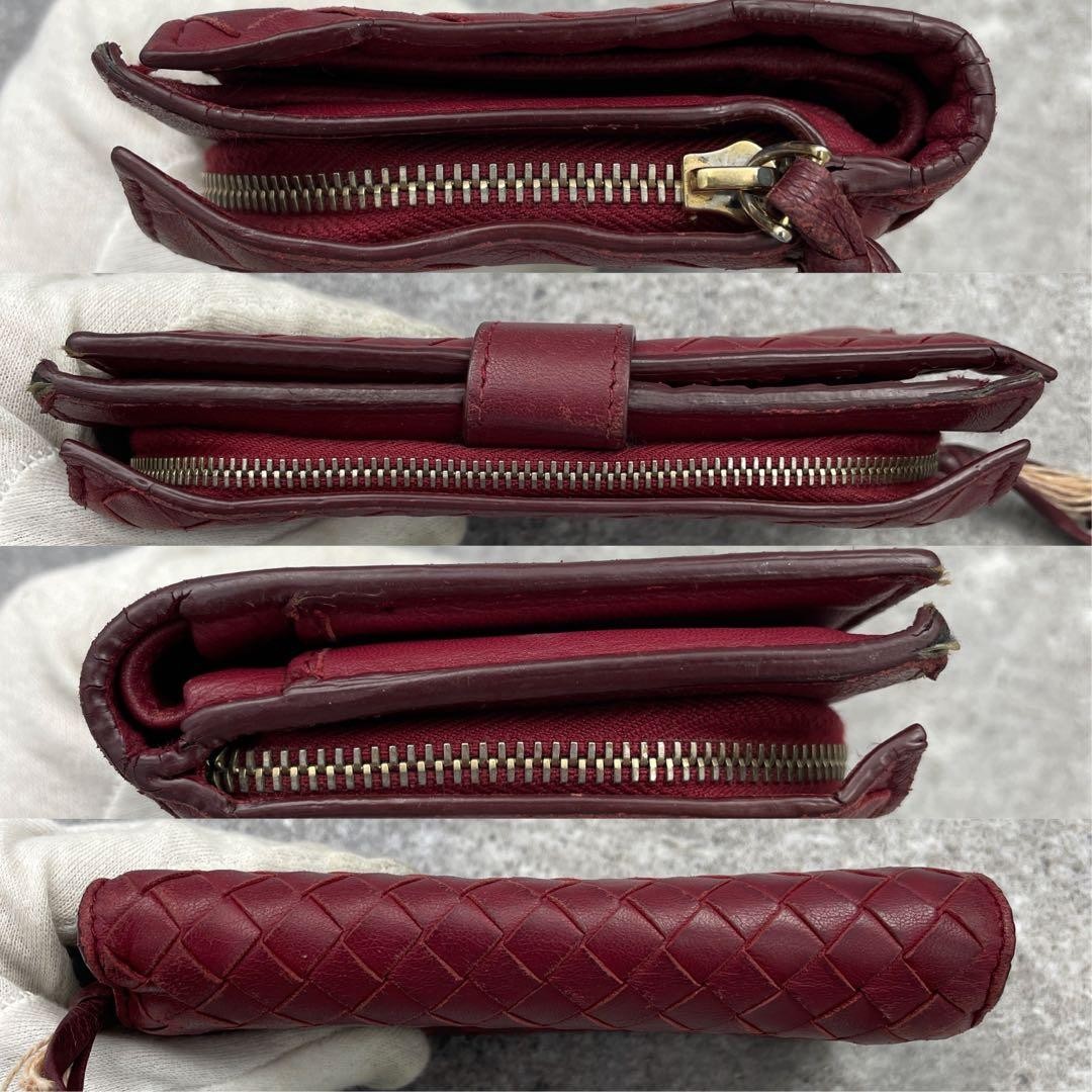 Bottega Veneta Red Leather Fold Wallet Intrecciato Unisex Authentic Japan thumbnail 11