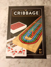 Brand New-Cardinal Solid Wood Cribbage Folding 3 Track Board with Cards Complete