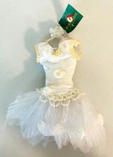 Kurt Adler Christmas Ornament Ballet Tutu Dress on Hanger White w/ Roses Tag