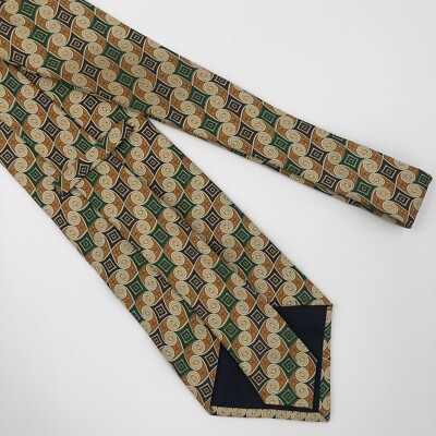 tie Burberrys リーフ柄 シルク100% カーキ×グリーン Burberrys Of London Men's Tie Orange Green Blue Cream