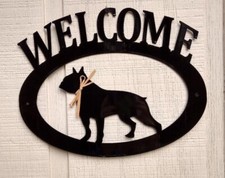 Boston Terrier Handcrafted Metal Welcome Sign black silhouette Made in the USA