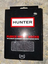 Hunter Fleece Welly Boot Socks Moss Cable Cuff Graphite Gray Size Fem ML us 8-10