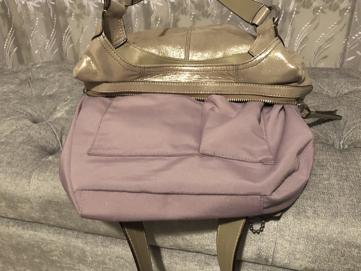 COACH F15527 Soho Leather Flap Buckle Hobo Bag Champagne Sparkle