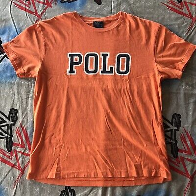 Polo Ralph Lauren T-Shirt Block Letter Orange/Blue Men's S VTG 90s Single  Stitch | eBay