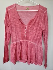 True Craft Women's XSmall Pink 5 Button V-Neck Long Sleeve Blouse