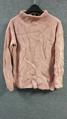 Missguided Side Split High neck Knitted Jumper PInk UK S/M LN011