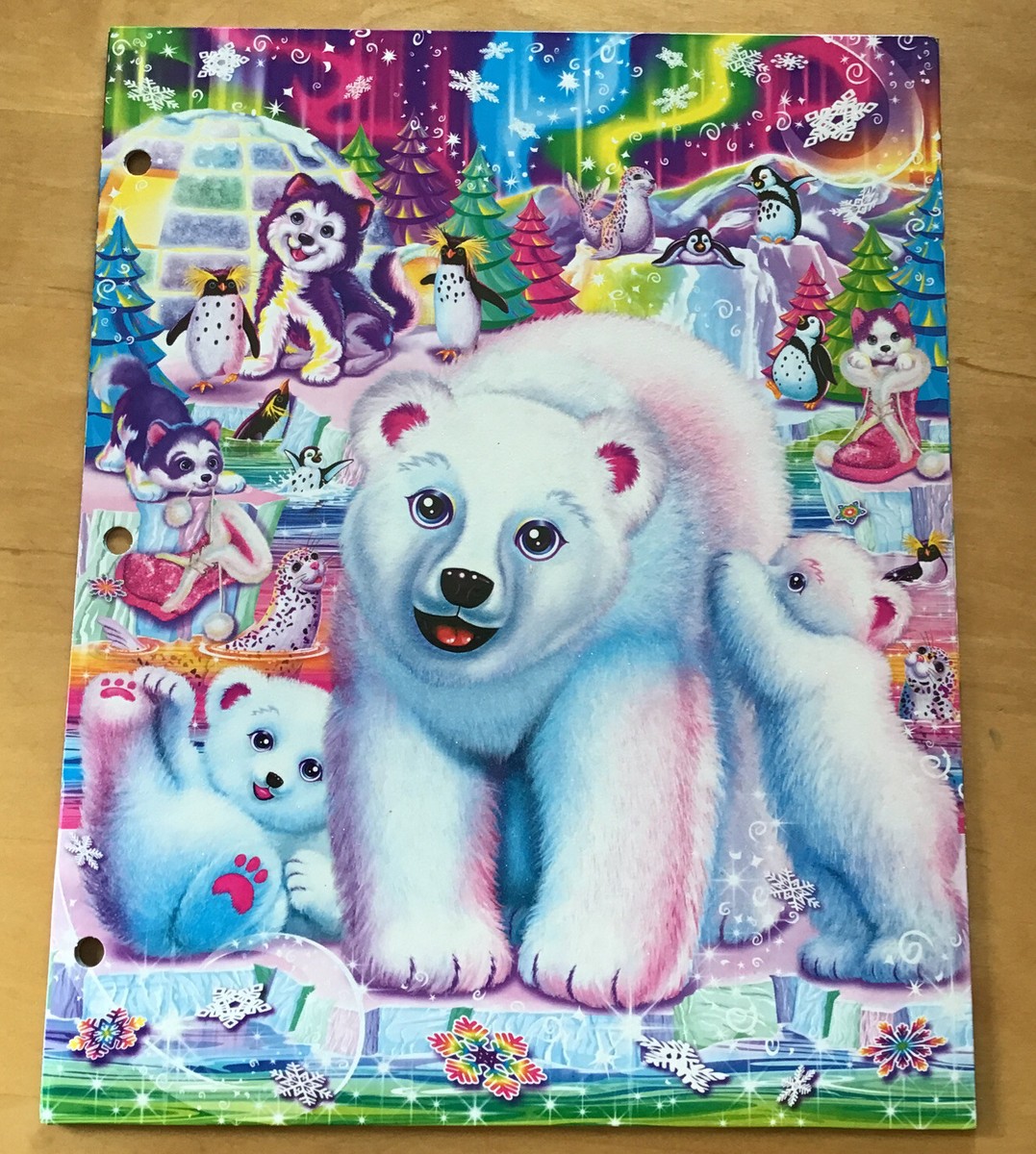 Lisa Frank Fantasea Family Polar Bear Snowflake 2 Pocket Folder