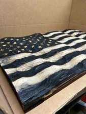 Black and White Textured Wood Wavy Flag