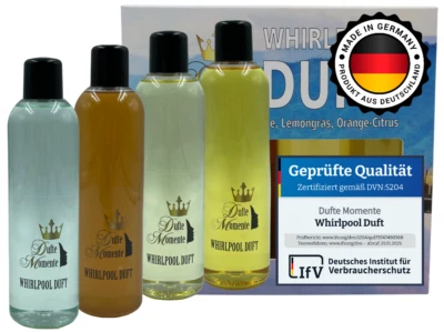 DUFTE MOMENTE Whirlpool Duft Set 4x250ml Geschenkbox – Whirlpool Zusatz Düfte Wellness Spa