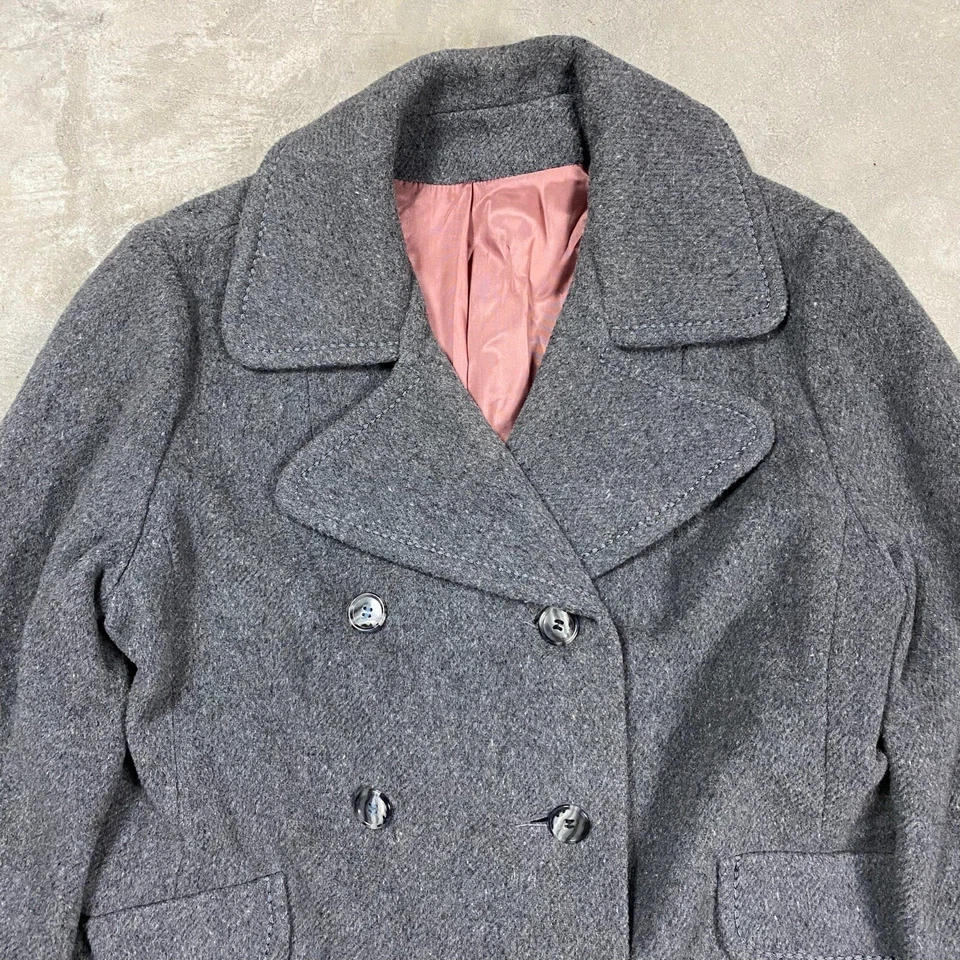 Abrigo de Lana Vintage Años 60 Tweed Top Abrigo Hecho en Unión Trinchera L Doble Pecho Años 50 Foto 4 de 4