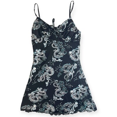 NWT Justify Mesh With Front Tie Dragon Pattern Mini Dress Women s Size Medium