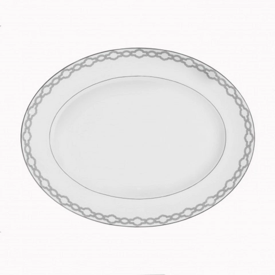 Waterford Fine China Monique Lhuillier Embrace Floral Lace Oval Platter 13.5" - Image 2 of 4