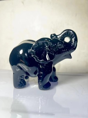 1pc natural obsidian quartz crystal handmade Elephant skull healing decor gift