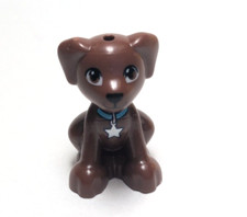Lego - Animals - Dark Brown, Dog / Puppy, Star Collar